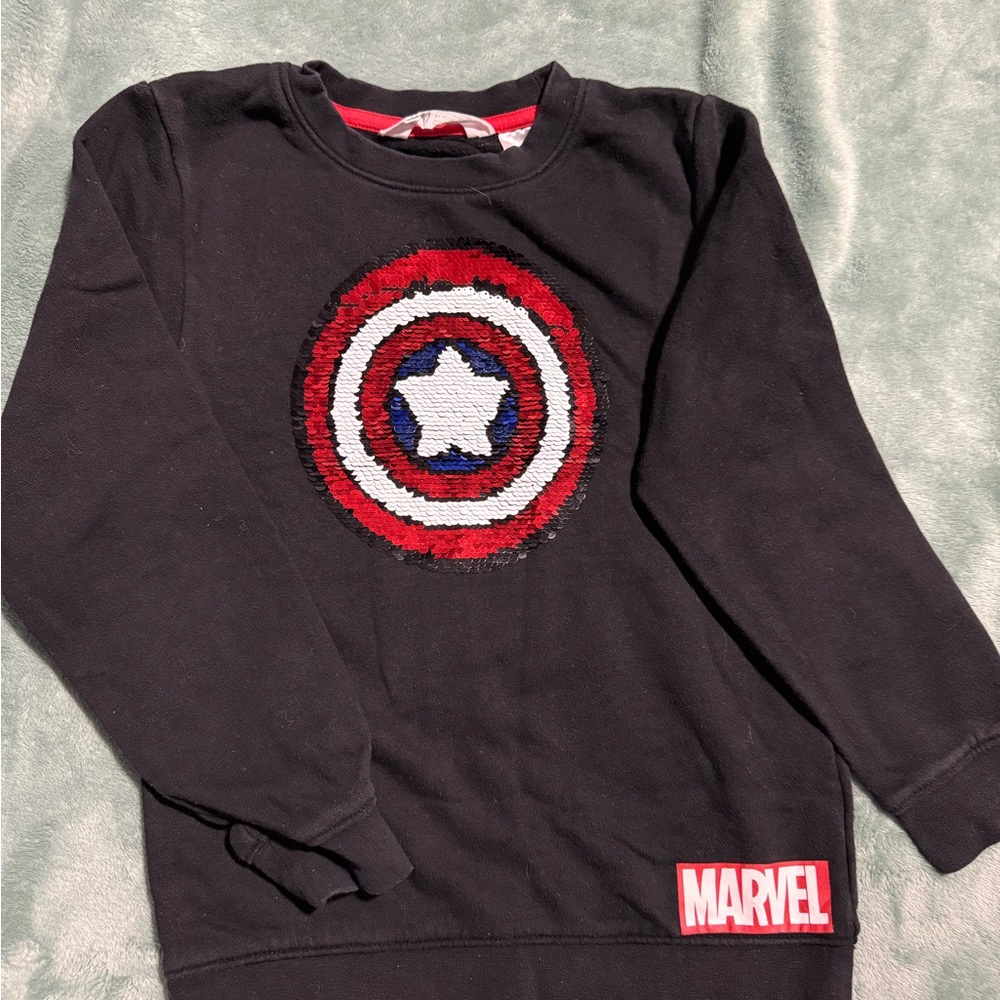 Marvel Black Kids Reversible Sequin Captain Shield Sweatshirt